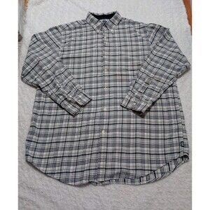Chaps Shirt Men's XLT/TGL   Gray-black-white Plaid Long Sleeve Button Up